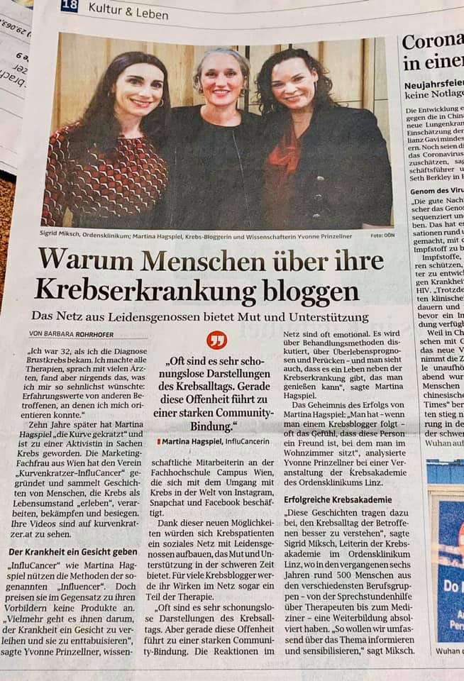 Ordensklinikum Linz Krebsakademie Ordensklinikum Linz InfluCancer Vom Umgang Mit Krebs In Der Welt Von Instagram Snapchat Und Facebook Artikel OÖ Barbara Rohrhofer