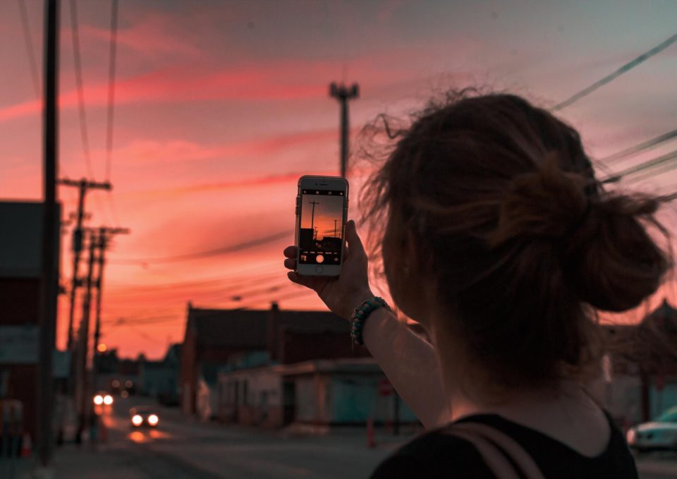 Fitnesskultur Frau Fotografiert Sonnenuntergang