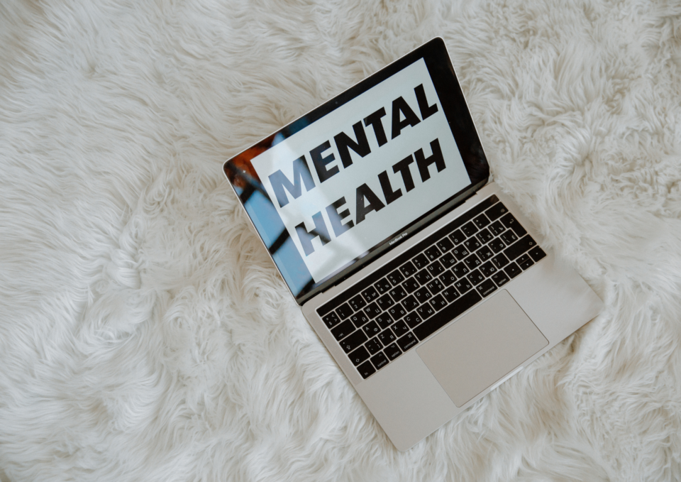 Kopftimismus Laptop Auf Felldecke Mental Health Schrift 