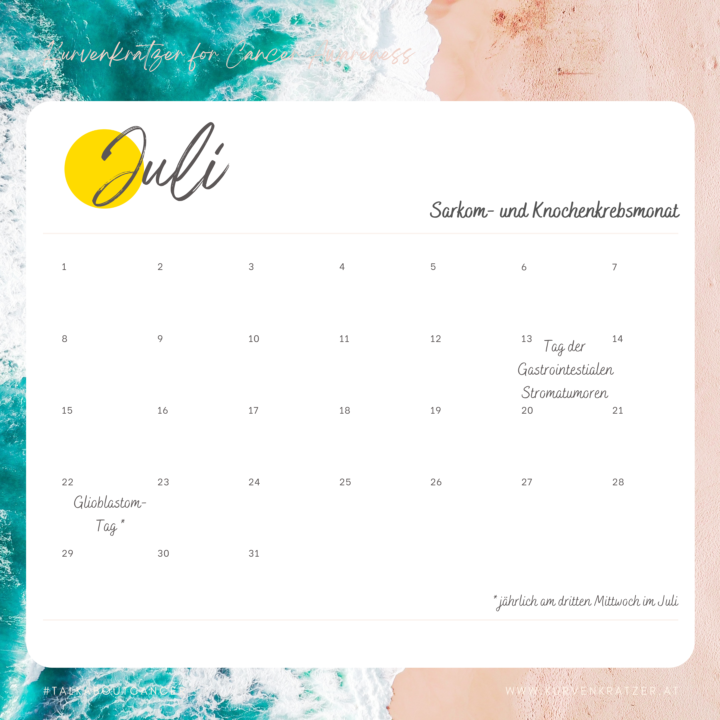 Cancer Awareness Dates Kurvenkratzer Cancer Awareness Tage Juli Infografik