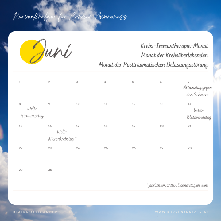 Cancer Awareness Dates Kurvenkratzer Cancer Awareness Tage Juni Infografik