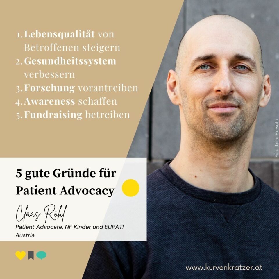 Infografik mit 5 guten Gründen für Patient Advocacy.