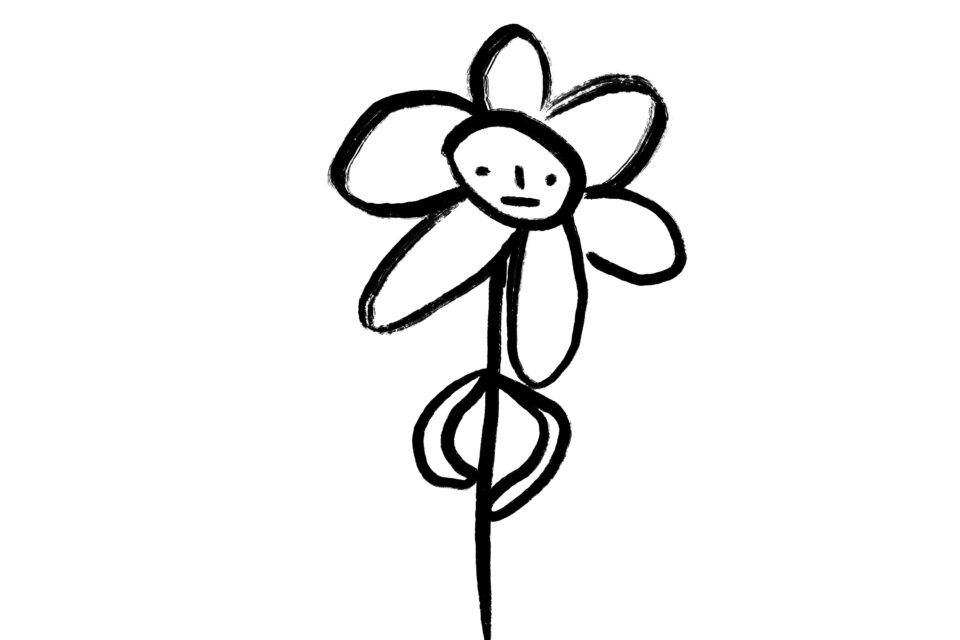 Eine Blume mit Gesicht. Ausdruck: Not amused.