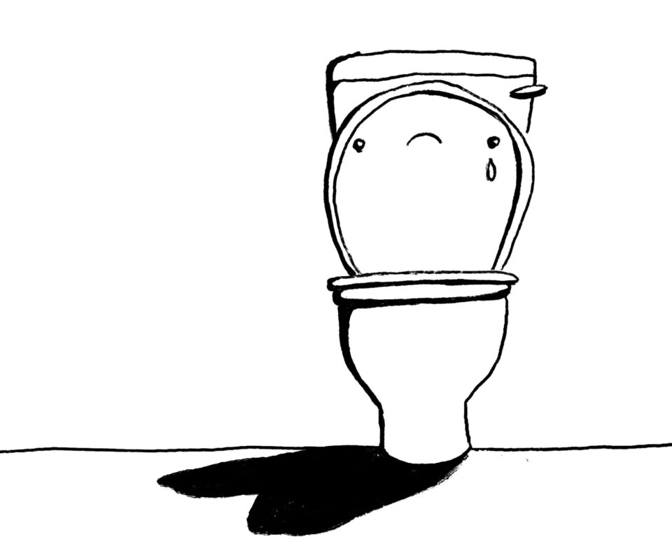 Toiletten sind manchmal ganz schön arm dran! (Illustration: Lena Kalinka) Reha Armes Klo