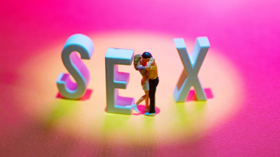 3 D Buchstaben SEX und Figuren-Paar